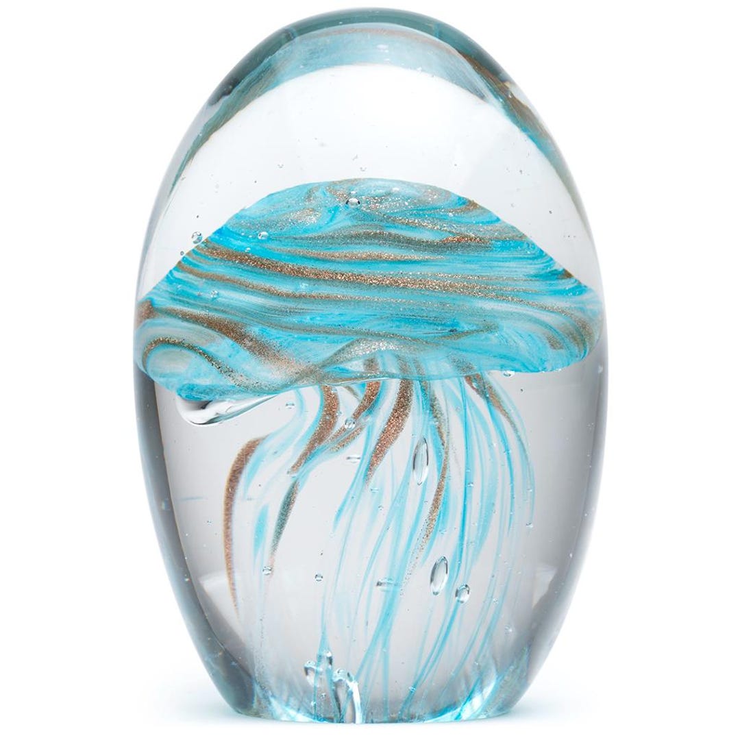 Handcrafted Glass Jellyfish Glow in the Dark Paperweight - Etsy