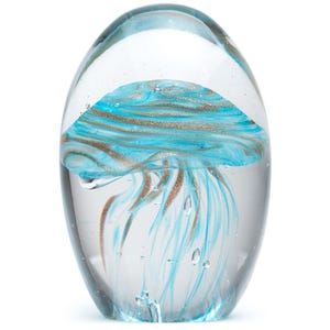 Handcrafted Glass Jellyfish Glow in the Dark Paperweight