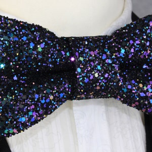 Petrol Black Super Shiny Glitter Encrusted Bow Tie "Evil Fairy"