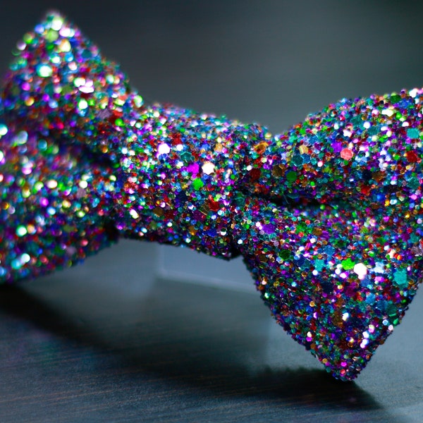 Rainbow Super Shiny Glitter Encrusted Bow Tie