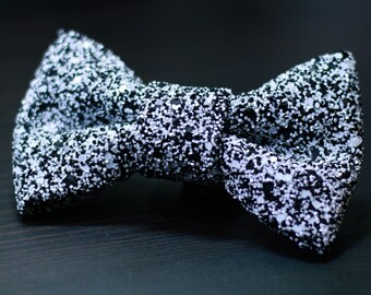 Black And White Glitter Encrusted Bow Tie