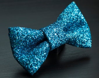 Holographic Aqua Glitter Encrusted Bow tie