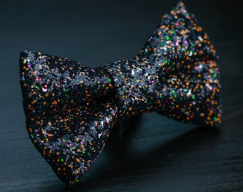 Black and Orange Glitter Encrusted Bow Tie "Pumpkin Patch"