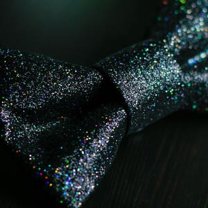 Ultra Fine Holographic Black with Gold holo Super Shiny Glitter Encrusted Bow Tie Magic Trick image 2