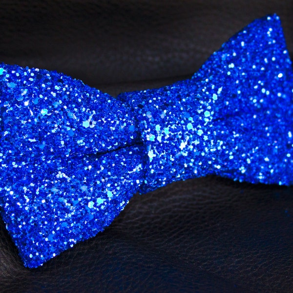 Electric Blue Super Shiny Glitter Encrusted Bow Tie "Electra"