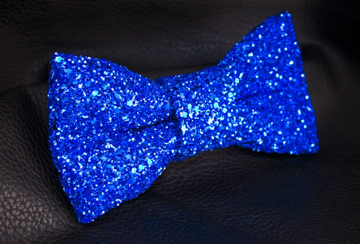 Electric Blue Super Shiny Glitter Encrusted Bow Tie Electra
