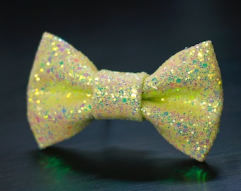 Iridescent confetti Yellow Super Shiny Glitter Encrusted Bow Tie