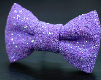 Pearl purple Super Shiny Pearlescent Glitter Encrusted Bow Tie "Wisteria"