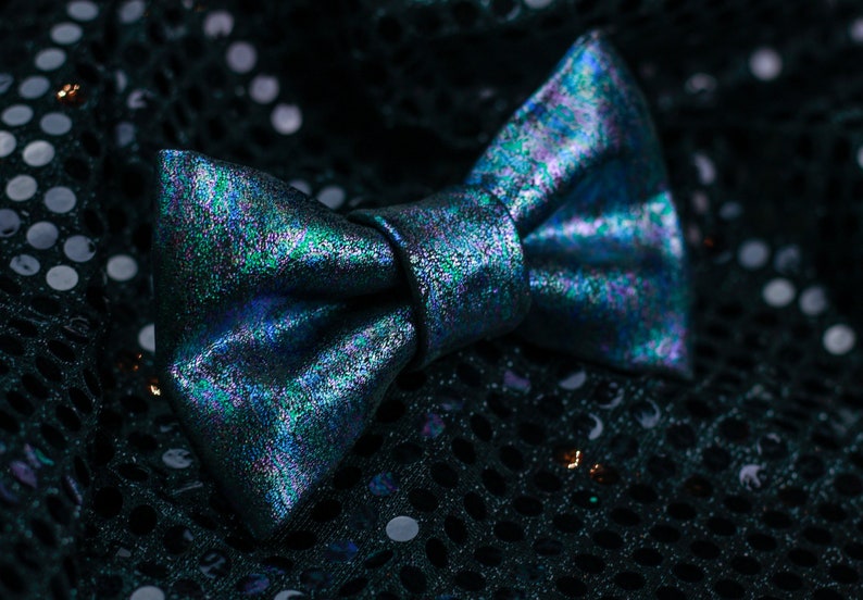 Petrol Spill Leather Bow Tie