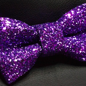 Hot Purple Glitter Bow Tie: Handmade Prom Dress Accessory