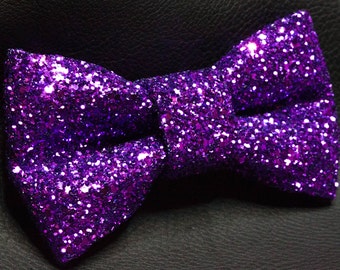 Hot Purple Super Shiny Glitter Encrusted Bow Tie "Acid Berry"