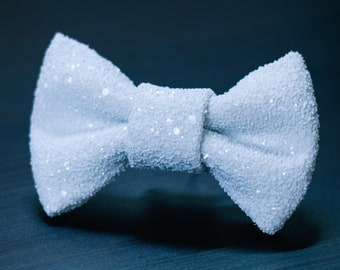 Papillon bianco glitterato: papillon in raso opaco fatto a mano