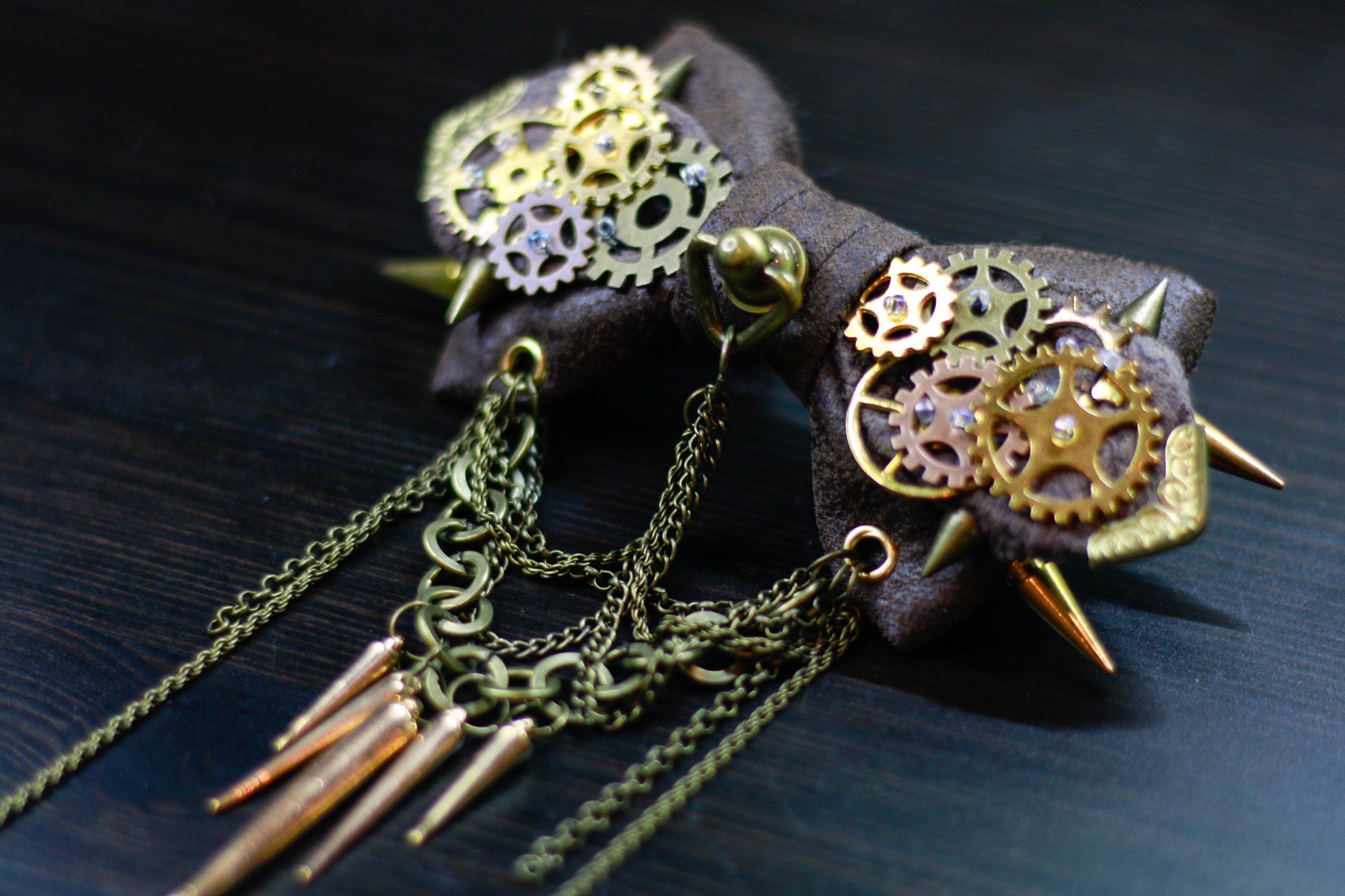 Steam Punk Cog Clockwork Leather Bow Tie - Etsy