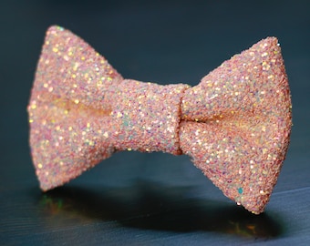 Peach Iridescent Super Shiny Glitter Encrusted Bow Tie
