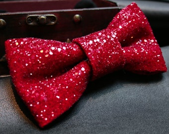 Blood Red Super Shiny Glitter Encrusted Bow Tie "Vamp"