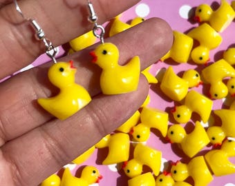 Niedliche Mini-Enten-Ohrringe zum Anstecken oder Clipen, Gold und Silber