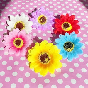 Pretty flower hair clip in yellow pink white purple blue or red