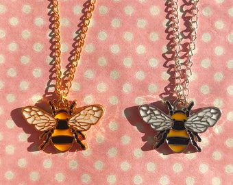 Pretty honey bee necklace in gold or silver