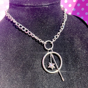 Spiky flail o ring choker necklace