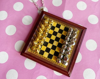 Unique chess board necklace
