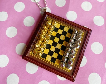 Unique chess board necklace