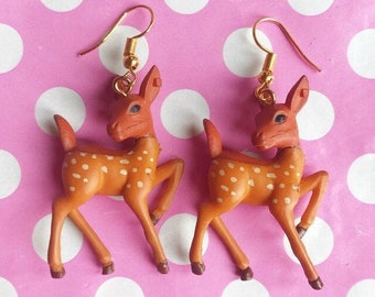 Cute baby deer earrings hook or clip on