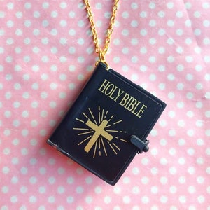 Miniature readable Holy Bible necklace or keychain keyring