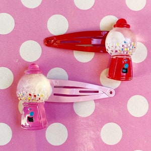 Cute gumball hair clip in pink or red