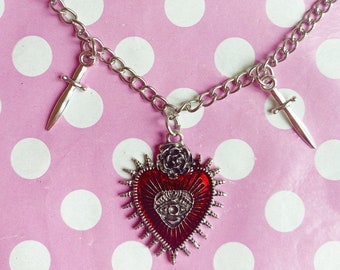 Collana girocollo con ciondolo a forma di cuore sacro del terzo occhio