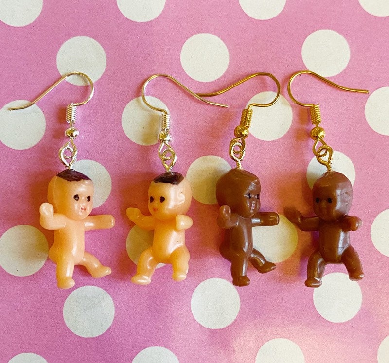 Creepy Baby Doll Earrings Hook Stud or Clip on in Gold or Etsy UK