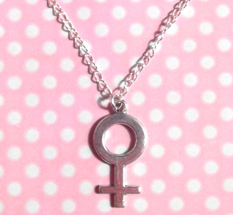 Silver Venus symbol necklace | Etsy