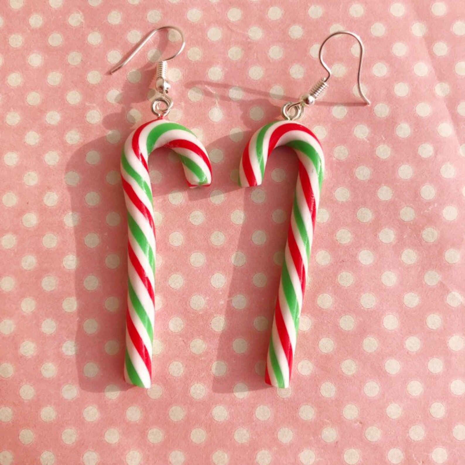 Cute Large Candy Cane Earrings Stud Hook or Clip On Etsy