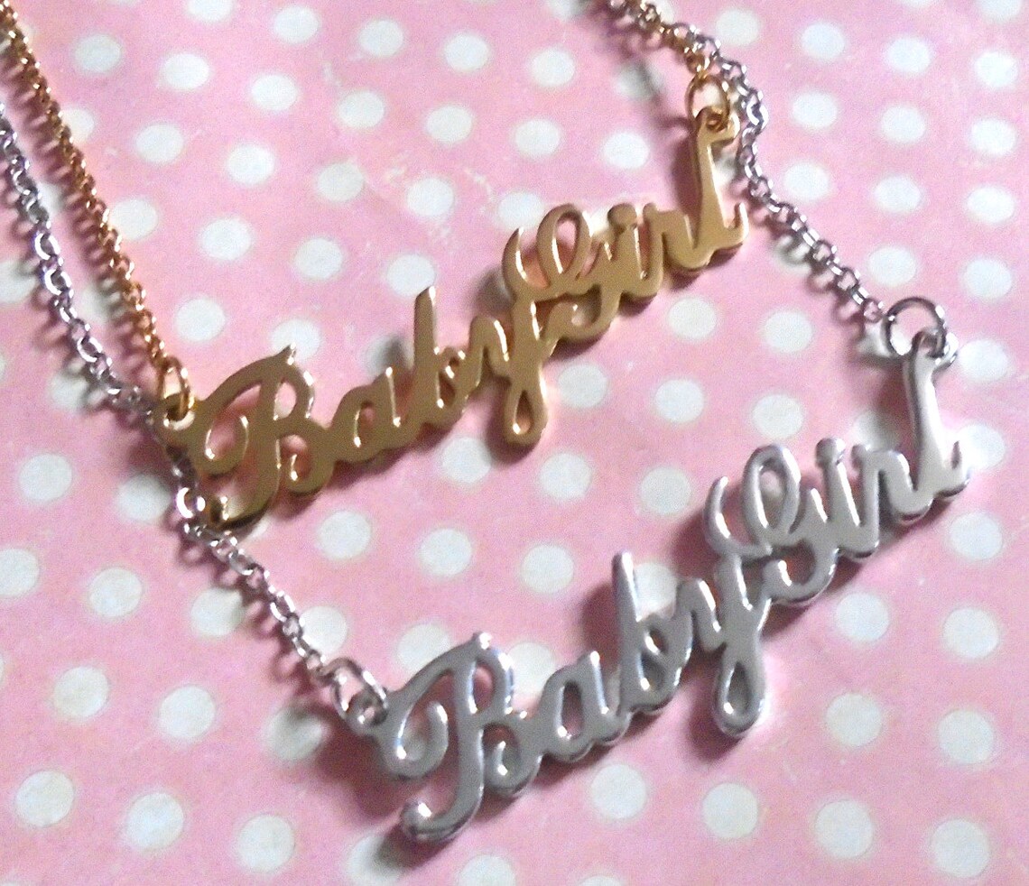 Cute Babygirl Necklace in Gold or Silver Etsy