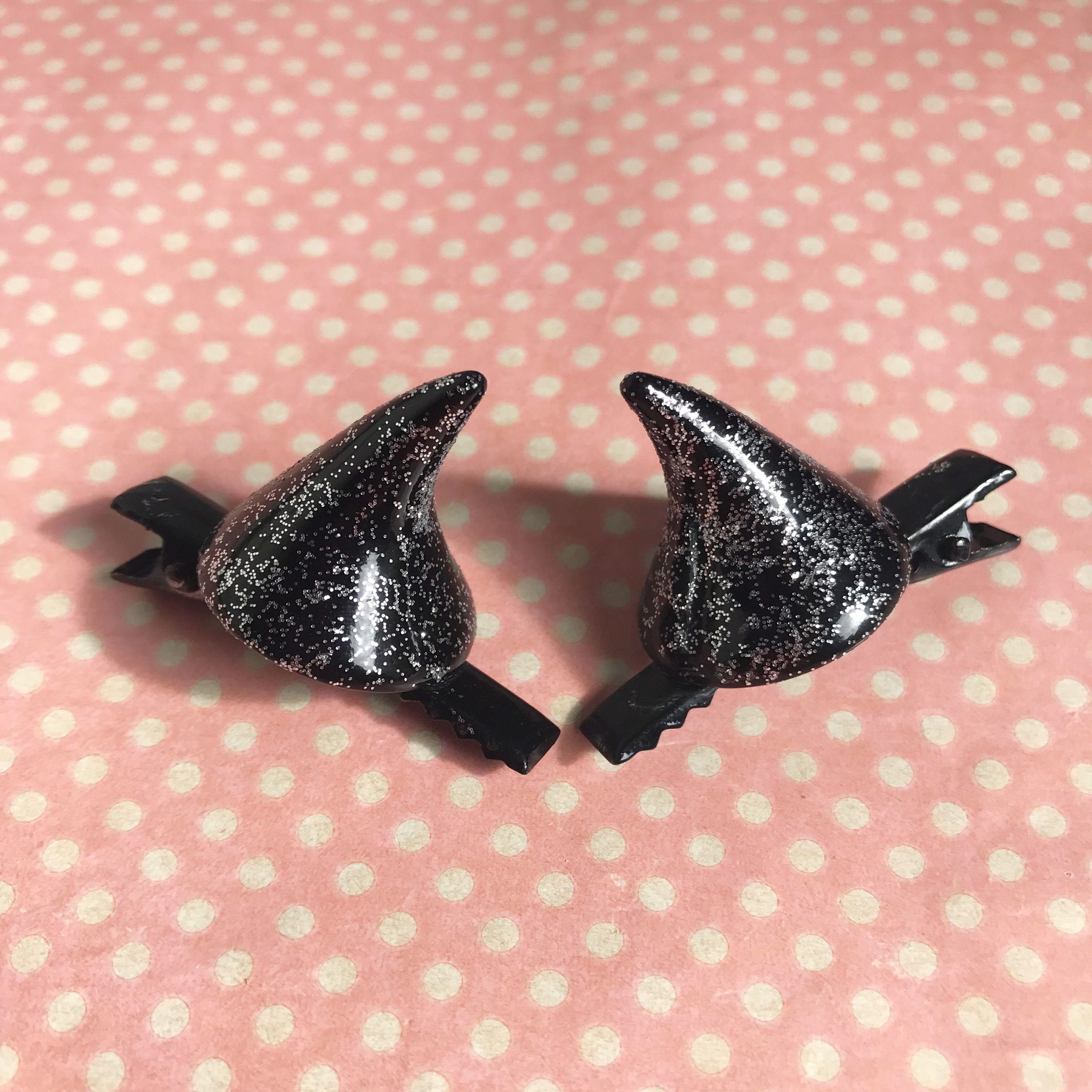 Cute Mini Resin Devil Horn Hair Clips in Red and Black Etsy