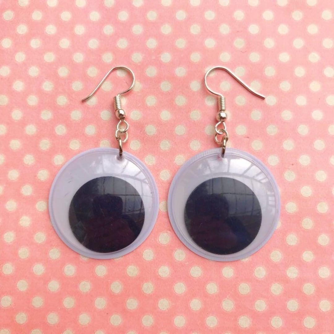 Large Googly Eye Earrings Hook Stud or Clip On Etsy