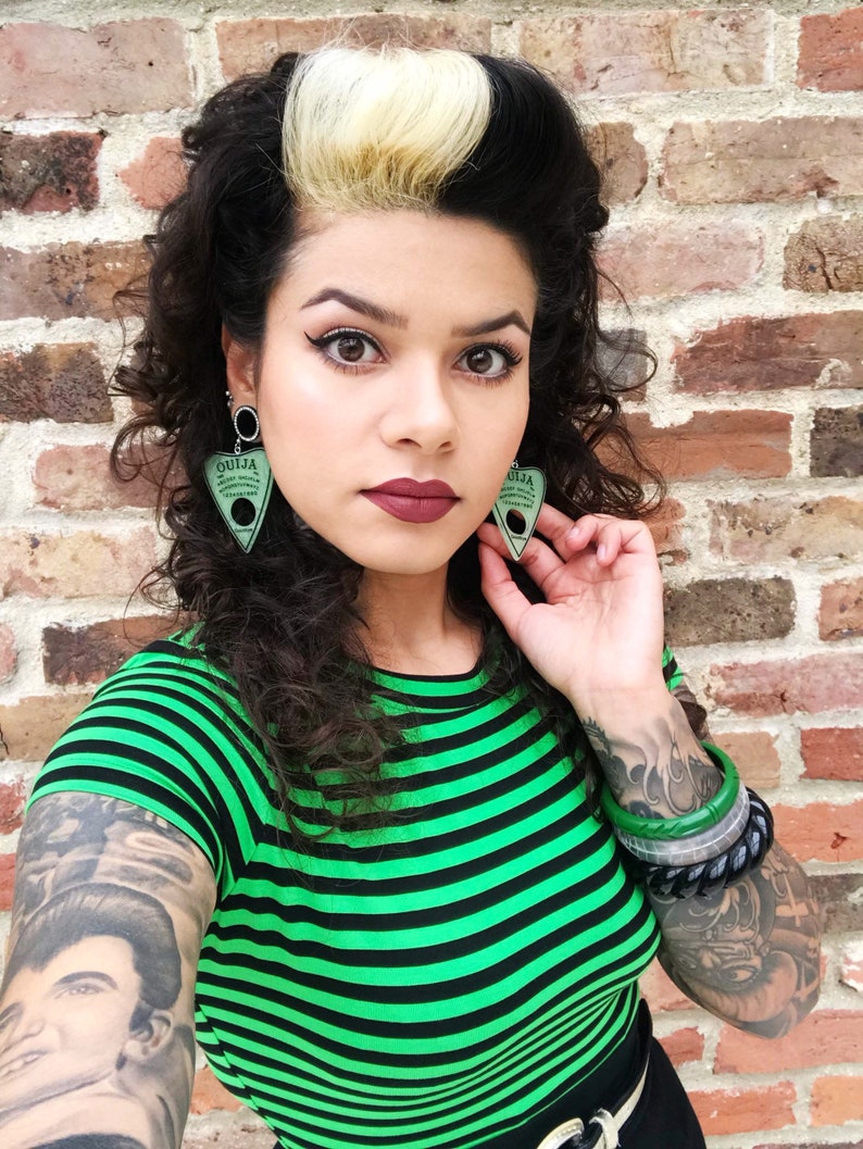 Large glitter resin planchette earrings in black pastel pink green white or gold hook stud or clip on