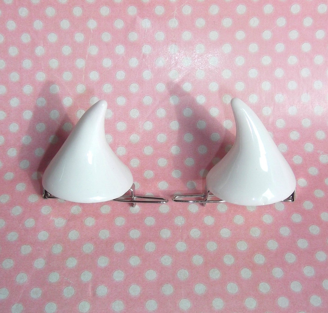 Cute Mini Resin Devil Horn Hair Clips in White Etsy