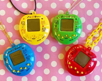 Cute pet game necklace or keychain in pink red yellow blue or green