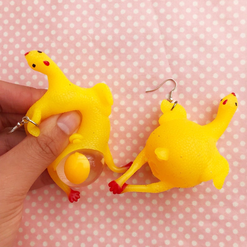 Giant Rubber Chicken Statement Earrings Etsy