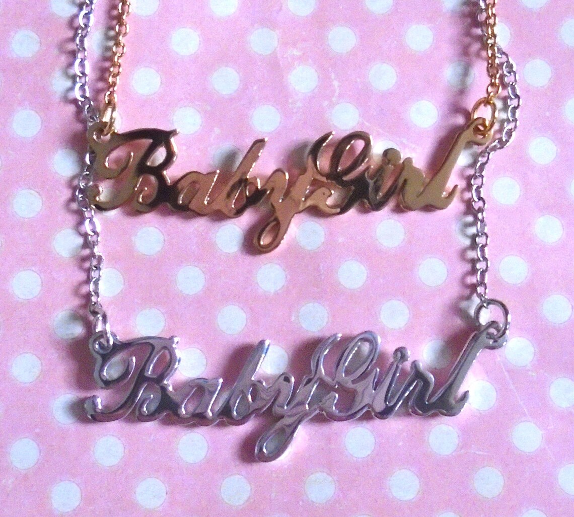 Cute Babygirl Necklace in Gold or Silver Etsy