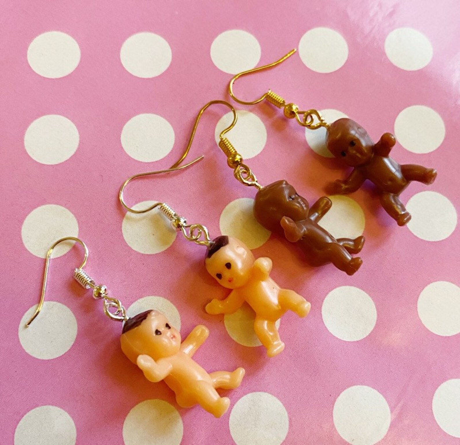 Creepy Baby Doll Earrings Hook Stud or Clip on in Gold or Etsy UK