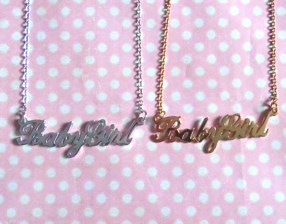 Cute Babygirl Necklace in Gold or Silver Etsy