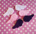 5 colours! Large furry Angel wings hair clips in white pink black blue or lavender purple decora kei