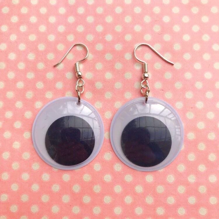 Large Googly Eye Earrings Hook Stud or 