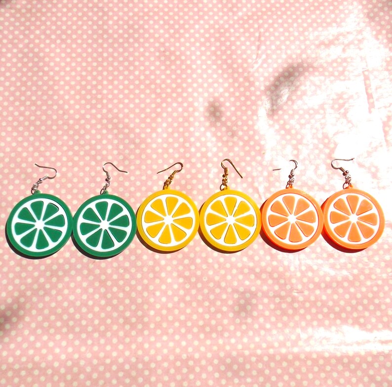 Large Orange Lemon and Lime Slice Fruit Earrings Hooks Stud or Etsy