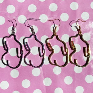 Funky booty earrings in gold or silver hook stud or clip on