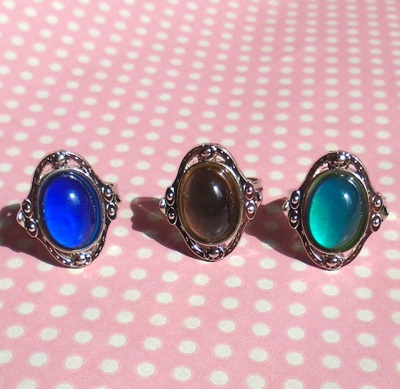 90s Ornate Gemstone Mood Ring Etsy