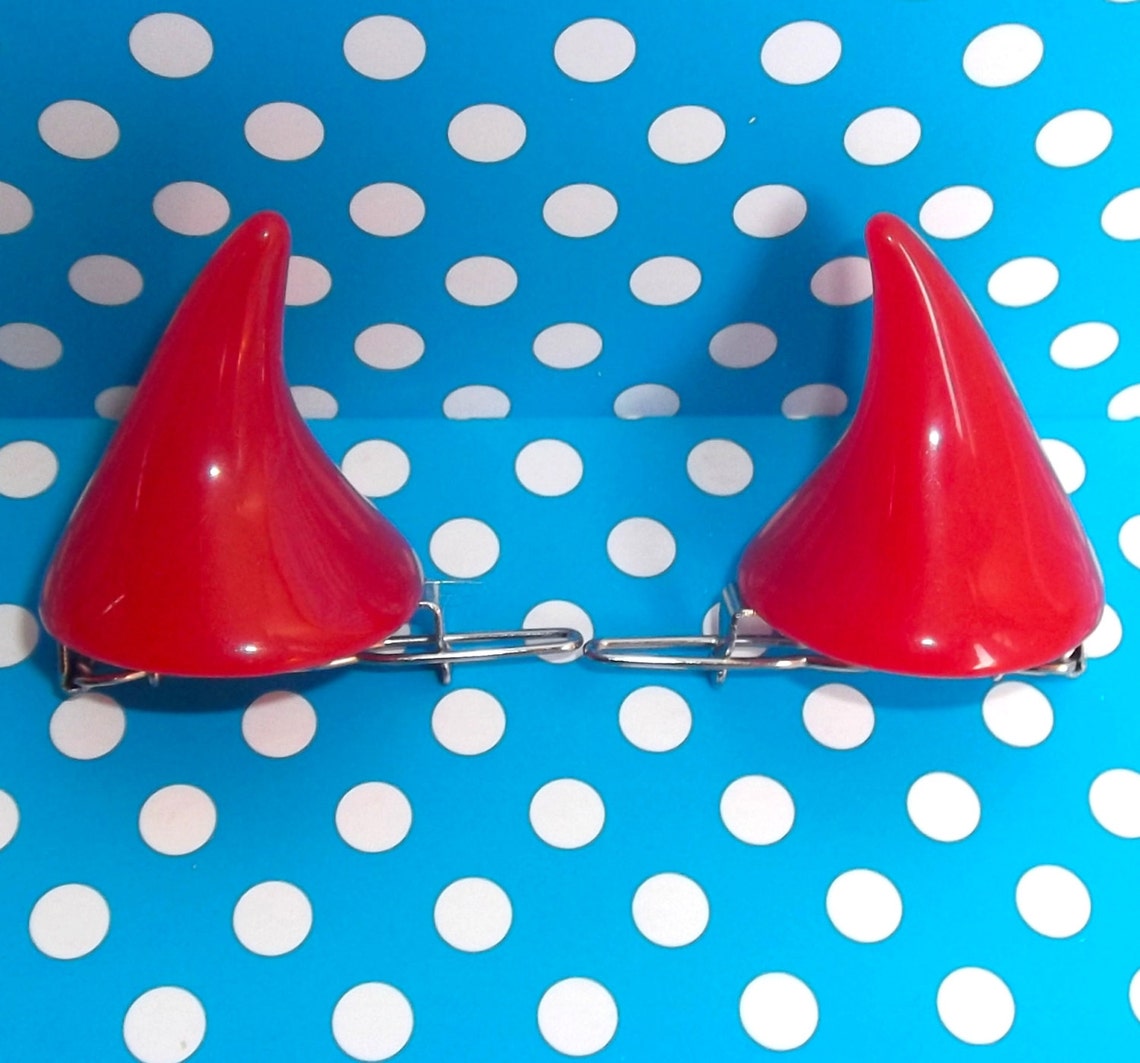 Cute Mini Resin Devil Horn Hair Clips in Red and Black Etsy