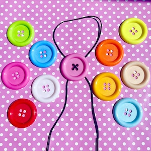 12 colours! Giant button bolo tie  in pink yellow blue white green orange red lilac and beige
