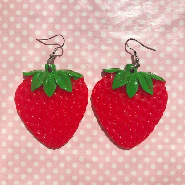 Strawberry Earrings Etsy